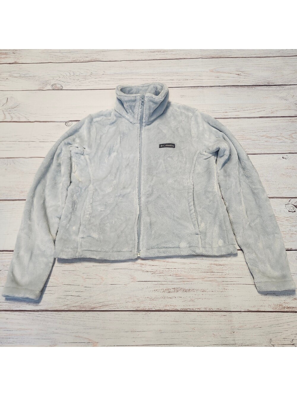 Columbia Light Gray Full Zip Fleece Jacket Medium